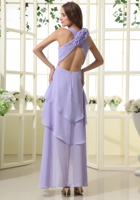 2014 New V-neck Ruching High-Low Ankle-length Prom Dress