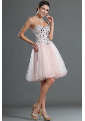 2014 Pretty Sweetheart Knee-length Prom Dresses with Beading