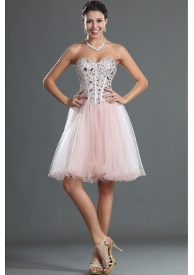 2014 Pretty Sweetheart Knee-length Prom Dresses with Beading