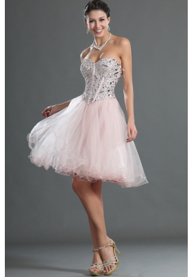 2014 Pretty Sweetheart Knee-length Prom Dresses with Beading