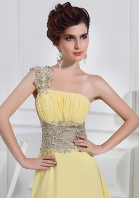 2014 The most Popular Empire One Shoulder Prom Dresses with Court Train