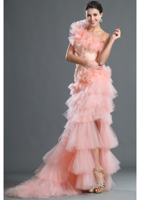 2014 The most Popular One Shoulder High-low Prom Dresses