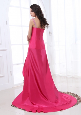 Brand New One Shoulder Beading and Ruching Prom Dress with Brush Train