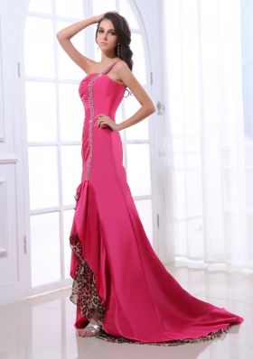 Brand New One Shoulder Beading and Ruching Prom Dress with Brush Train