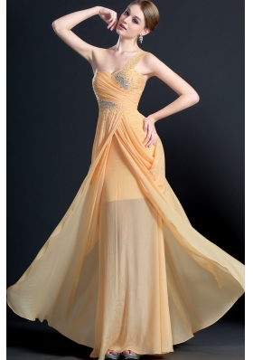 Elegant One Shoulder Floor-length Beading Prom Dresses for 2014