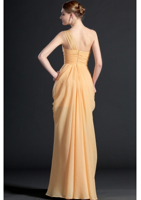 Elegant One Shoulder Floor-length Beading Prom Dresses for 2014