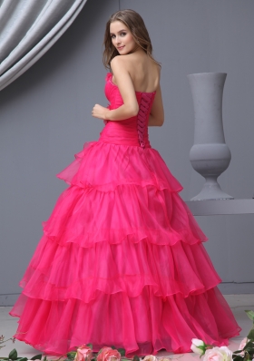 Wonderful Strapless A-Line Hot Pink Prom Dress for 2014