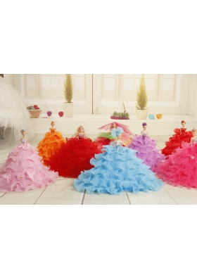 Pretty Bowknot Organza Barbie Doll Dress in Red