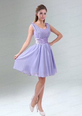 2015 Classical Lavender Princess Mini Length Bridesmaid Dress with Ruching