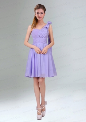 2015 Classical Lavender Princess Mini Length Bridesmaid Dress with Ruching