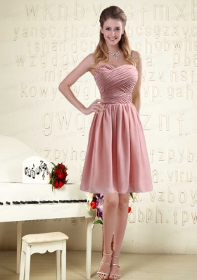 2015 Romantic Sweetheart Empire Chiffon Bridesmaid Dresses with Ruching