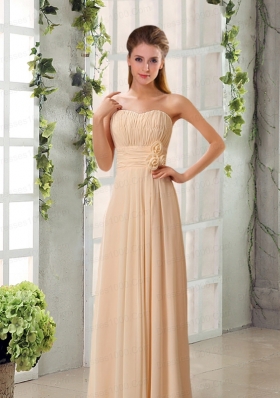 2015 Fashionable Champagne Ruching Chiffon Bridesmaid Dresses