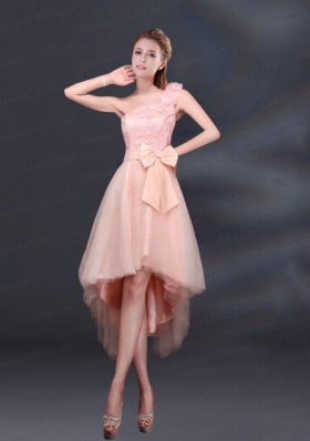 2015 Lace Up Organza Bridesmaid Dress with A Line