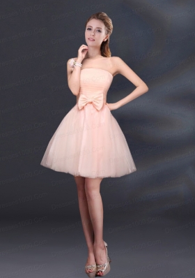 2015 Lace Up Organza Bridesmaid Dress with A Line