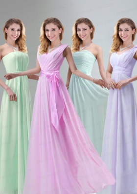 2015 Most Beautiful Chiffon Light Pink Empire Bridesmaid Dress with Ruching