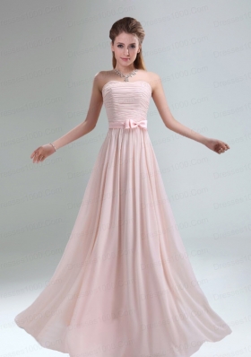 2015 Most Beautiful Chiffon Light Pink Empire Bridesmaid Dress with Ruching