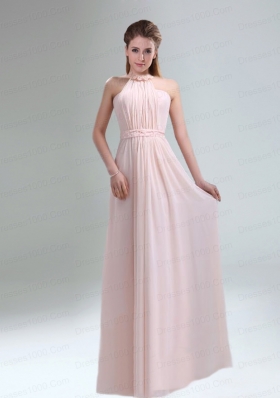 2015 Most Beautiful Chiffon Light Pink Empire Bridesmaid Dress with Ruching