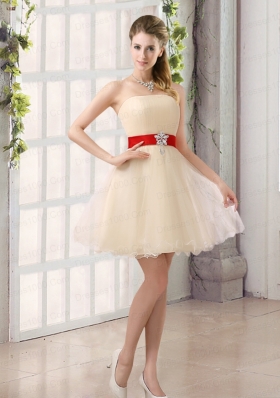 2015 Perfect A Line Organza Bridesmaid Dress with Mini Length