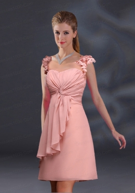 2015 Ruching Chiffon Bridesmaid Dresses in Peach