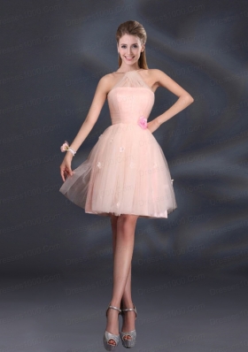 Baby Pink Mini Length 2015 The Most Popular Bridesmaid Dresses