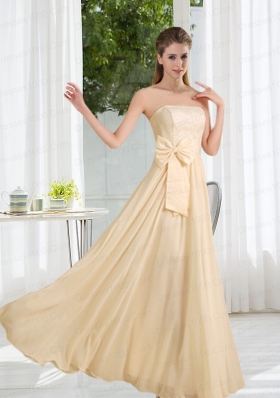 Empire Ruching 2015 Floor Length Bridesmaid Dress