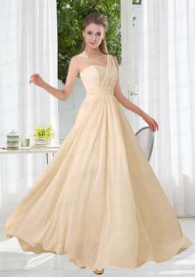 Empire Ruching 2015 Floor Length Bridesmaid Dress