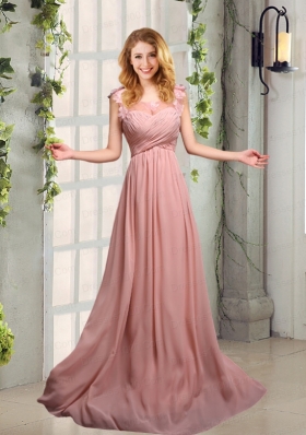 Empire Ruching 2015 Sturning Bridesmaid Dresses in Peach