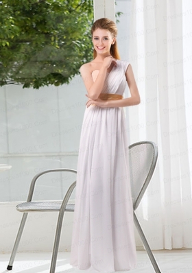 White Ruching Empire Bridesmaid Dresses for 2015