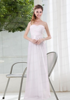 White Ruching Empire Bridesmaid Dresses for 2015