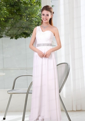 White Ruching Empire Bridesmaid Dresses for 2015