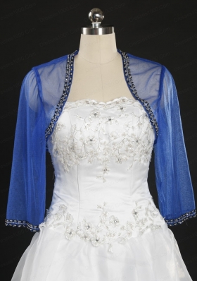 2014 Discount Royal Blue Long Sleeves Wraps with Beading