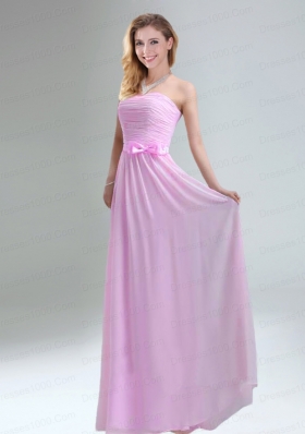 2015 Most Popular Light Pink Empire Dama Dress with Bowknot Belt