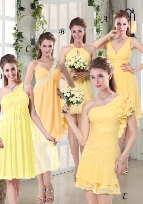 Charming V-neck Yellow Dama Dress Mini Length for Spring