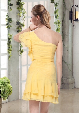 Flirting One Shoulder Cap Sleeve Dama Dresses Mini Length