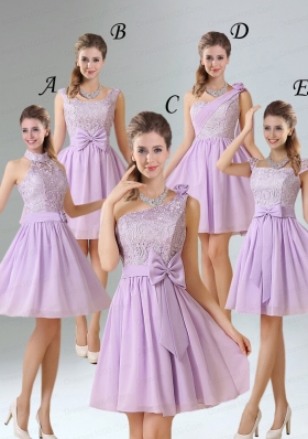 High Neck Lilac A Line Lace Dama Dress   Chiffon for 2015