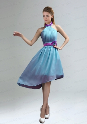 New Fashion High Neck Asymmetrical Multi-color Dama Dress