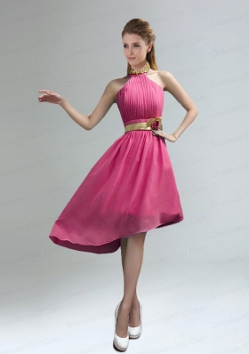 New Fashion High Neck Asymmetrical Multi-color Dama Dress