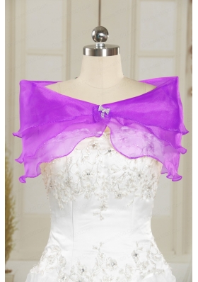 Organza Beading Purple Cheap Prom Shawls