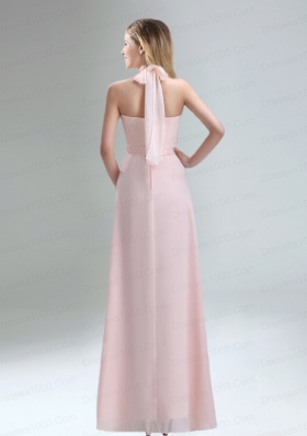 Romantic 2015 High Neck Chiffon Light Pink Dama Dress