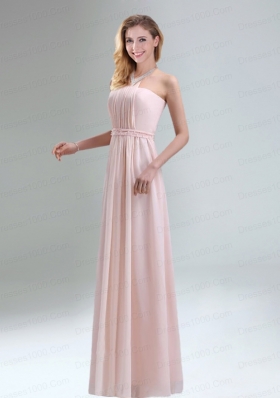 Romantic 2015 High Neck Chiffon Light Pink Dama Dress