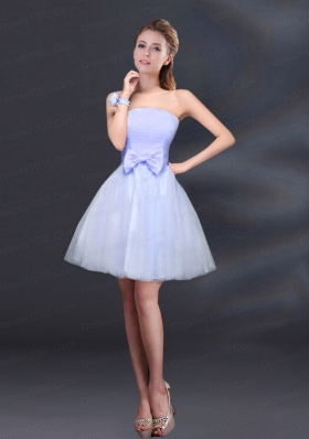 2015 Bowknot A Line Strapless Dama Dress with Lace Up