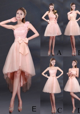 2015 Bowknot A Line Strapless Dama Dress with Lace Up