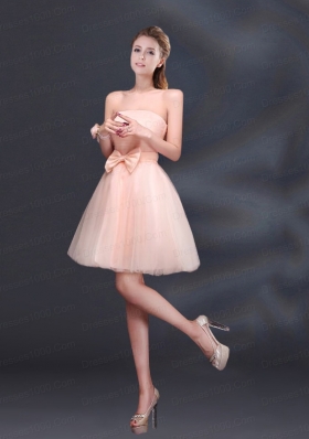 2015 Bowknot A Line Strapless Dama Dress with Lace Up