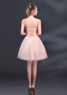 2015 Bowknot A Line Strapless Dama Dress with Lace Up