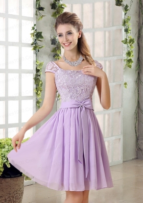 2015 Chiffon Dama Dress with Ruching Bowknot