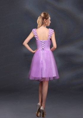 A Line Straps Appliques Dama Dresses in Lilac