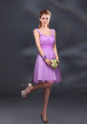 A Line Straps Appliques Dama Dresses in Lilac