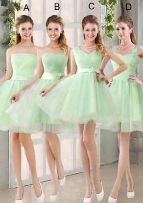 A Line Sweetheart Lace Up Dama Dress in Apple Green