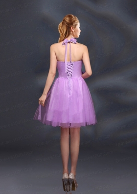 Beautiful Lilac A Line Appliques Dama Dresses with Halter