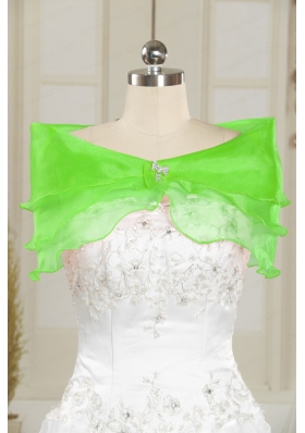 Beautiful Organza Beading Spring Green Shawls for Wedding